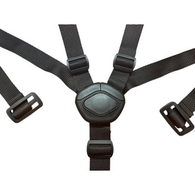 Szelki CZARNE do spacerówki Tako, JUNAMA, pasy do wózka, klamra romb, 5-pkt